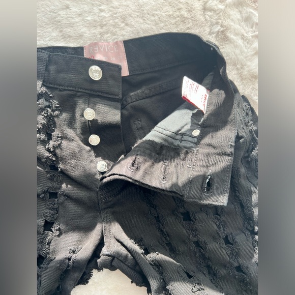 Revice Distressed Square Holes All Over Jean in Black Size 23 - Picture 8 of 12